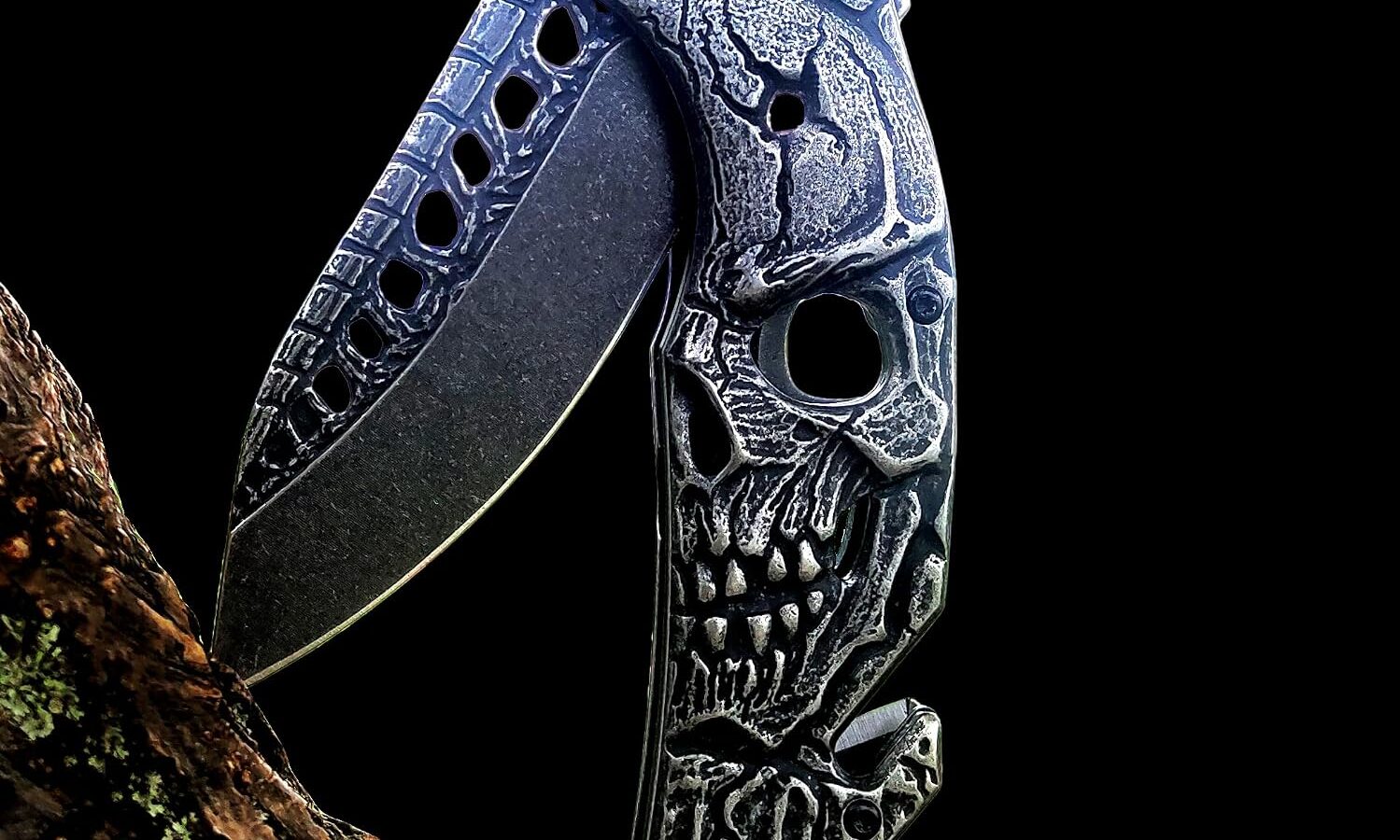 Pocket Knife, Cool SKULL Pocket Folding Knife with Seatbelt cutter & Window Breaker, Great festival Christmas Gift EDC knife For Men Outdoor...