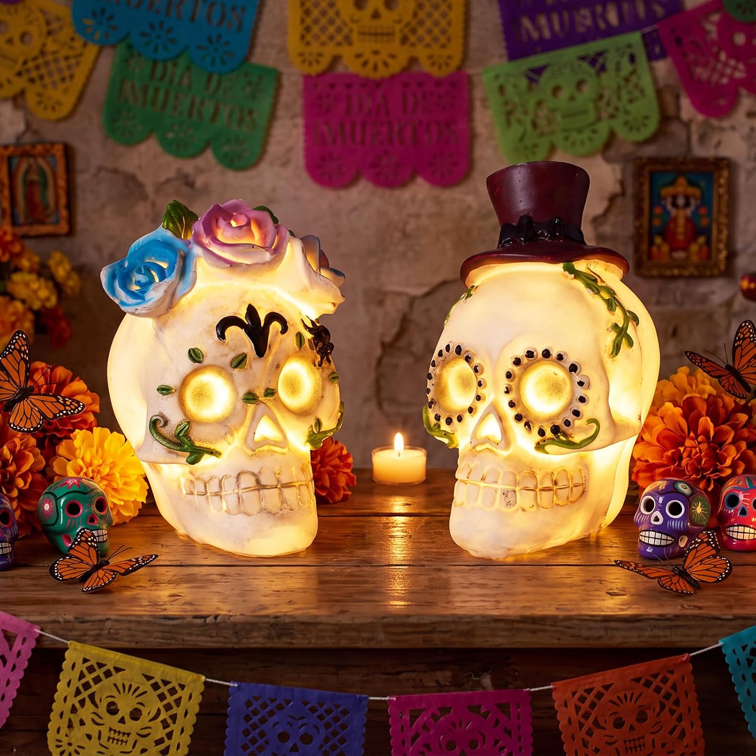 Día De Los Muertos Sugar Skull, Day of The Dead Figurine