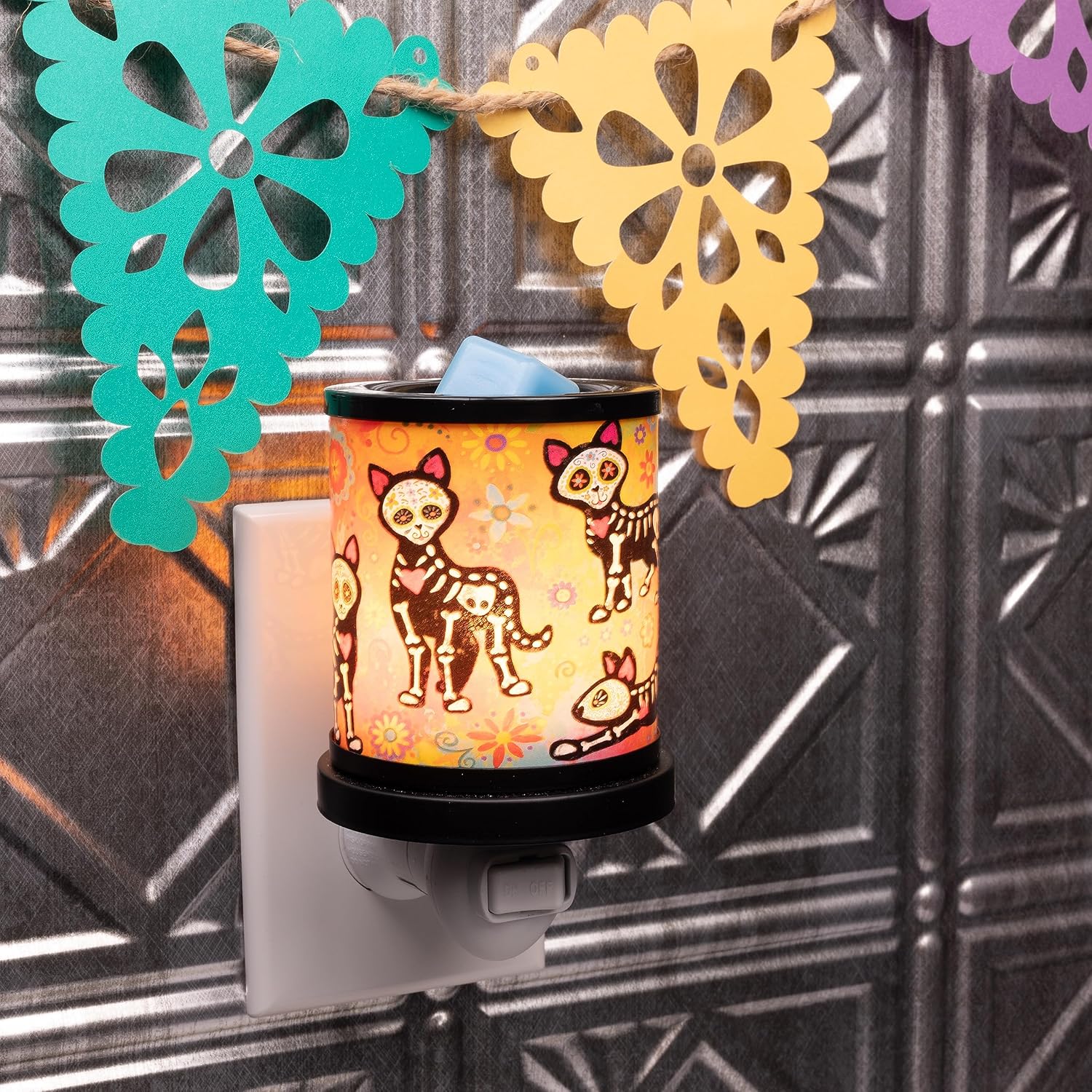Scentsationals Day of The Dead Collection Scented Wax Cube Warmer Wax Melt Fragrance Melter - Electric Home Air Freshener Home Decor Candle Replacement Dia de Los Muertos Decorations Cat Dance