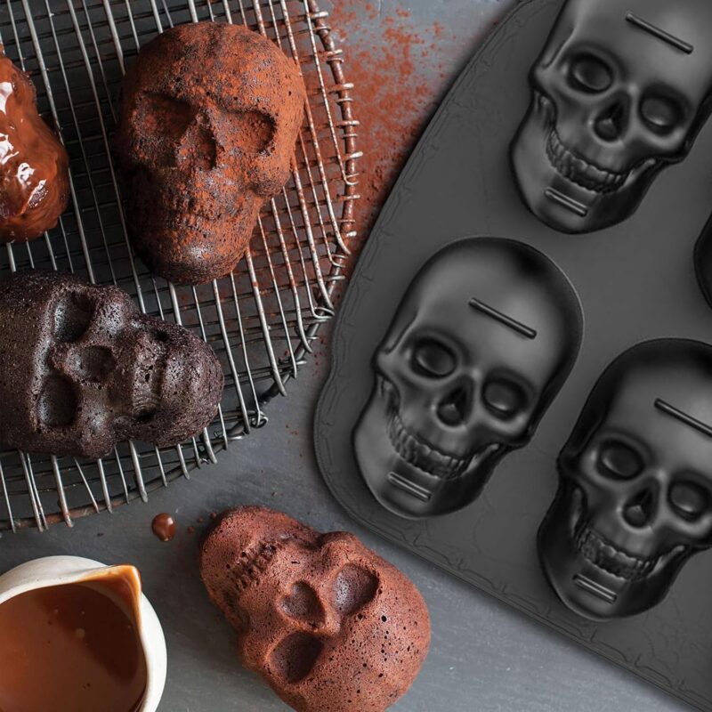 Skull Cake Pan Silicone Mold, Pirate Baking Pan For Baking, For Halloween, Birthday Party