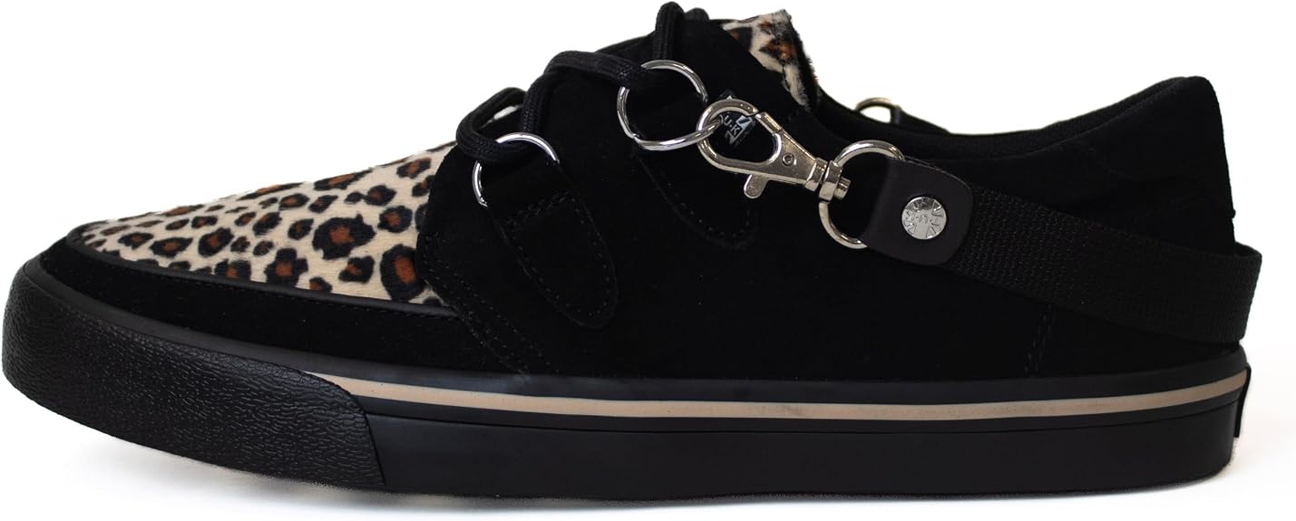 T.U.K. Black Leopard Creeper Sneaker Women & Men Low Platform - sugar skull boots