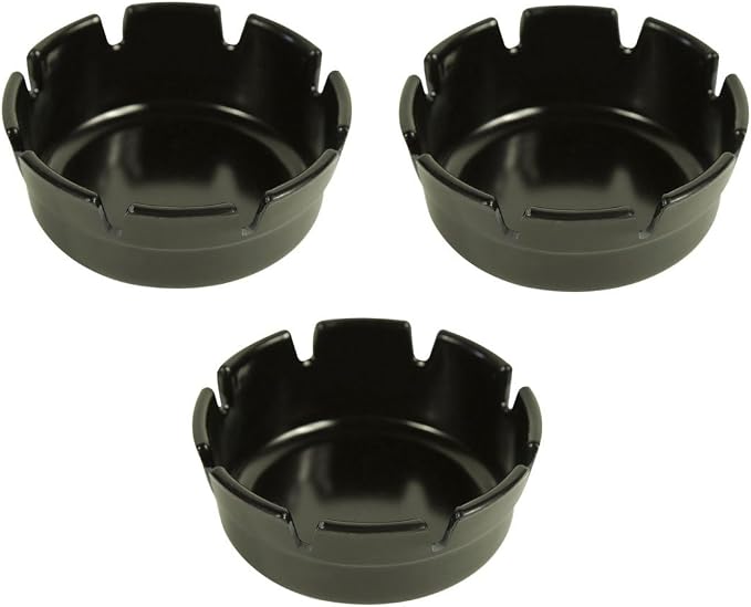 Set of Three Black Plastic Ashtrays-Deep Well-Resturant/ Bar-4"Diameter - skull ashtray