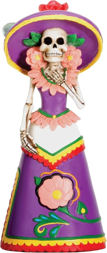 Dod Purple Senorita Mexican Traditional Skeleton Sculpture - skull figurine