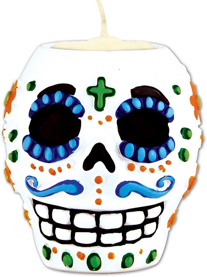 Day Of The Dead Male Tea Light Holder (tea light not included) Party Accessory (1 count) (1/Pkg)