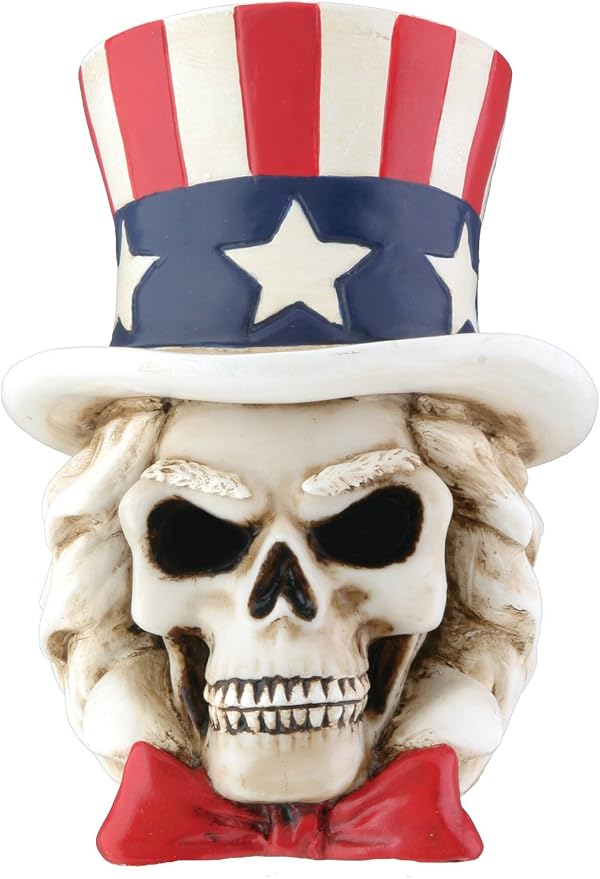 Uncle Sam Skeleton Head Collectible Skull Figurine - skull figurine