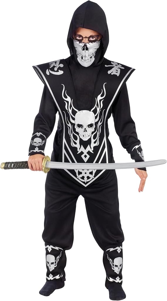 Fun World Skull Lord Ninja Silver Costume - sugar skull costume