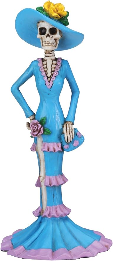 Dod Blue Senorita Mexican Traditional Skeleton Figurine - skull figurine