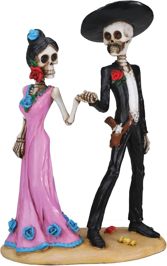 Day of The Dead Skeleton Couple Holding Hands Figurine - skull figurine