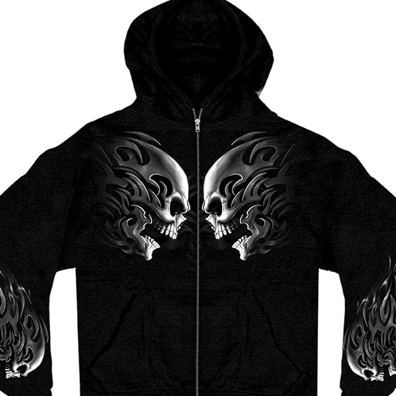 Hot Leathers Black Head Butt Skulls Zipper Hoodie - skull hoodie