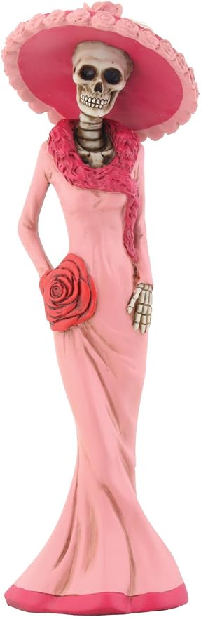 Day of The Dead Dod Pink Lady Figurine - skull figurine