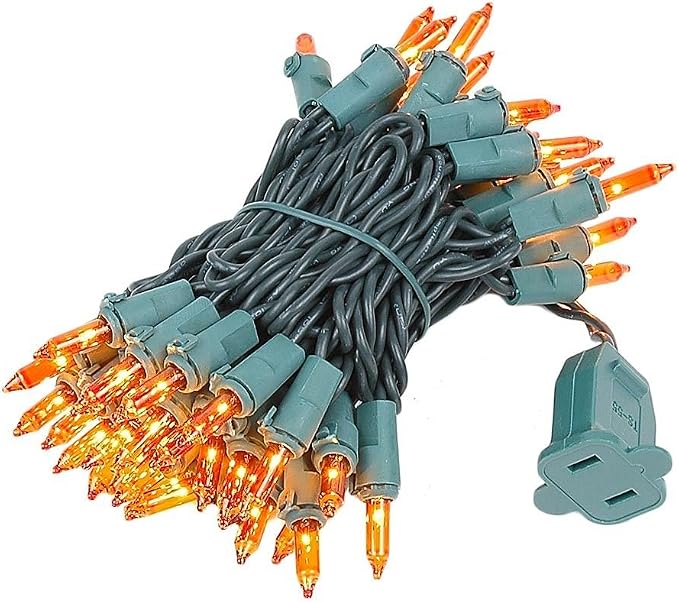 Novelty Lights 11 Feet 50 Bulbs Amber Incandescent Mini Lights, Green Wire - string light