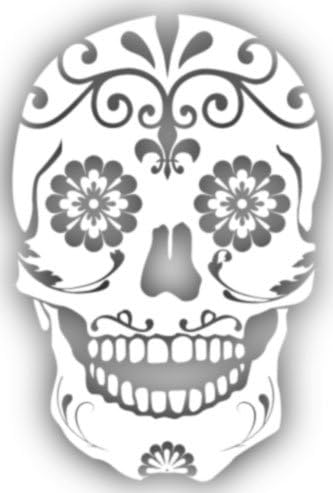 Sugar Skull Floral Mexican Window Sticker Decal – White - skull sticker