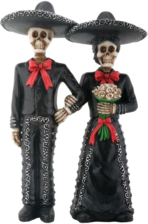 YTC Mariachi Skeleton Couple Holding Hands - skull figurine
