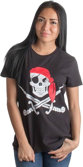 Jolly Roger Pirate Flag | Skull & Crossbones Caribbean Cruise Costume Ladies' T-Shirt - skull tshirt