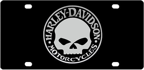 Harley Davidson Acrylic License Plate - Chrome Willie G Skull Emblem - skull plate