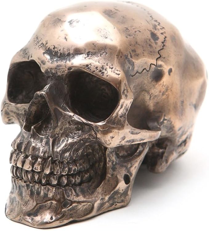 Pacific Giftware PTC 3.25 Inch Small Bronze Finish Skeleton Skull Statue Figurine - skull painting