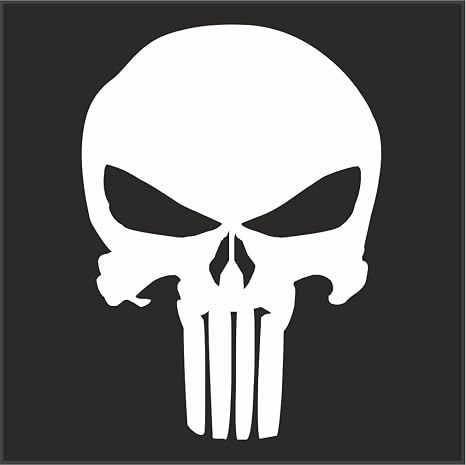 Punisher Logo Helmet Motorcycle Decal Sticker M1 3"x 2 1/4" Reflective White - skull sticker