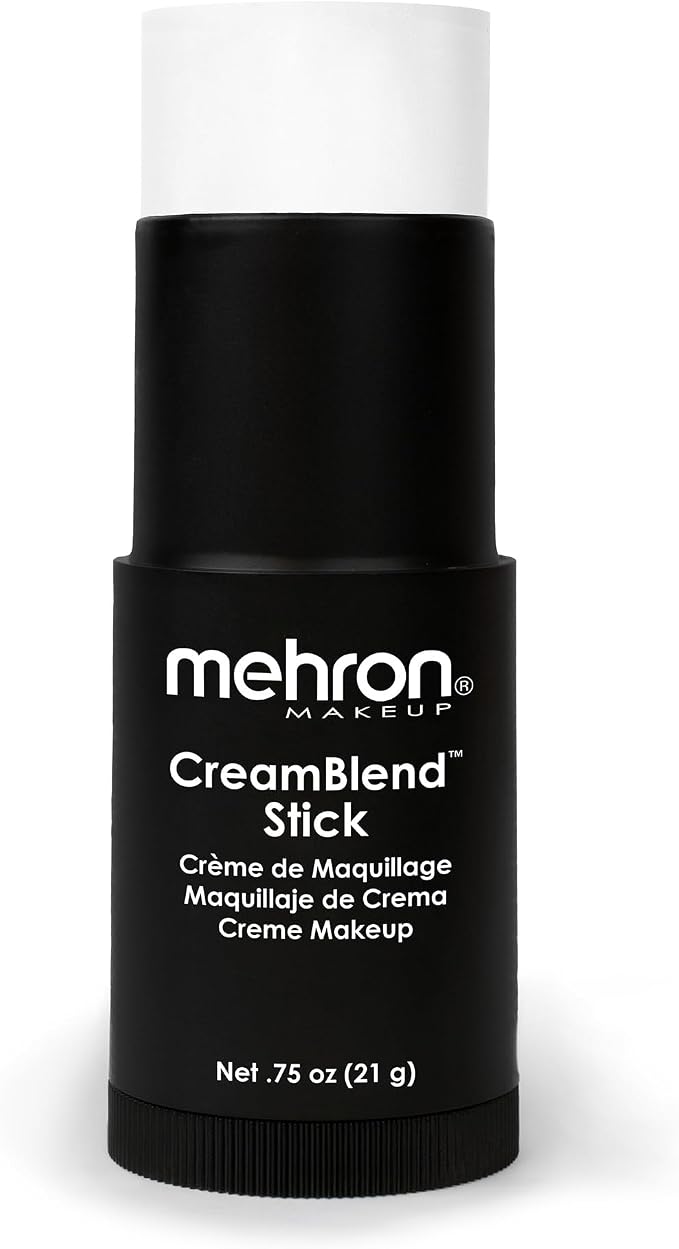 Mehron Makeup CreamBlend Stick - Cream Face & Body Paint (White, 0.75 Ounce) - sugar skull makeup