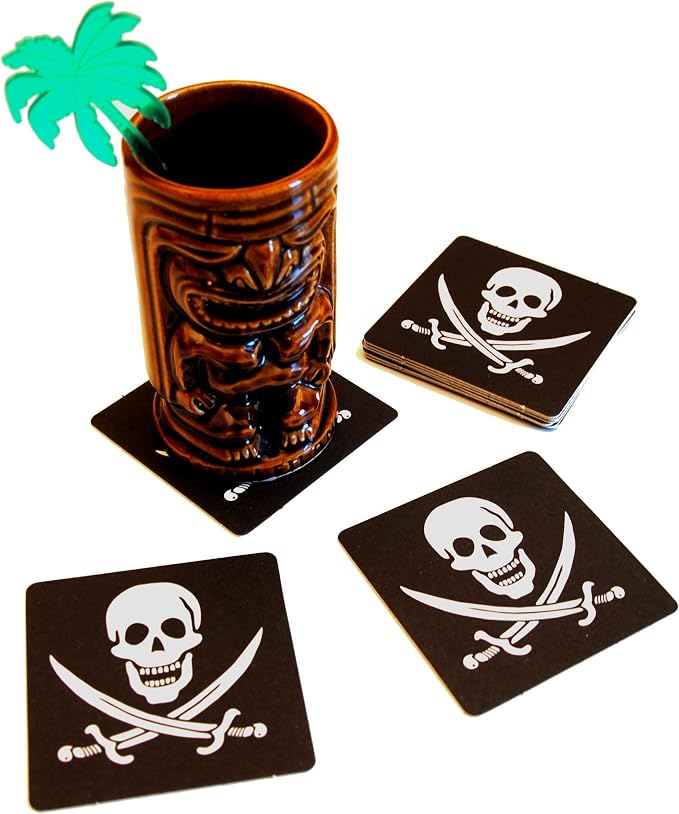 20 Skull and Crossbones Pirate Drink Coasters