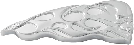 GG Grand General 90072 8-1/4 X 2-3/4 Inches Chrome Plastic Flamed Skull with Tape, Facing Right - skull sticker