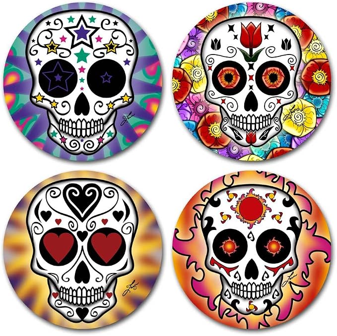 Day of the Dead Skull Soft Coaster Set - skull coaster