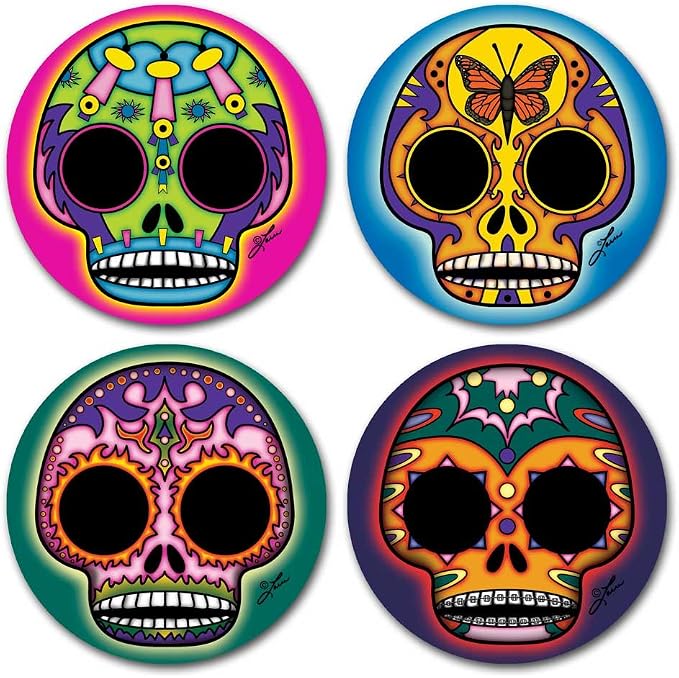 Day of the Dead Sugar Skull Soft Coaster Set - skull coaster