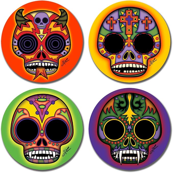 Day of the Dead Sugar Skull Soft Coaster Set 2 - skull coaster