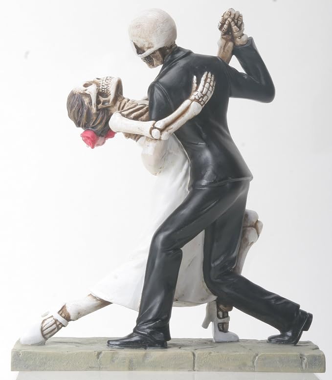 YTC Skeleton Face Wedding Couple in Dancing Position Statue Figurine - skull figurine