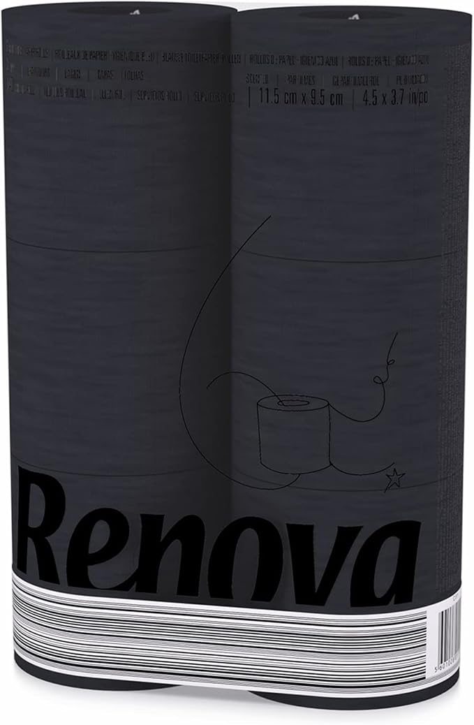 Renova Toilet Roll - Black, 6 Count (Pack of 1) - skull toilet paper
