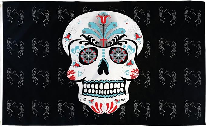 Pirate Sugar Skull Flag 3x5ft Poly - skull sticker