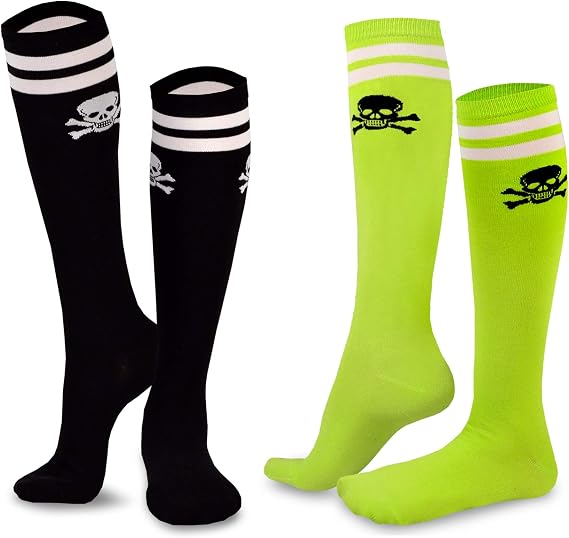 TeeHee Crazy Fun Silly Funky Girls Socks Novelty Knee High and Crew for Women Multipair Cotton - sugar skull boots