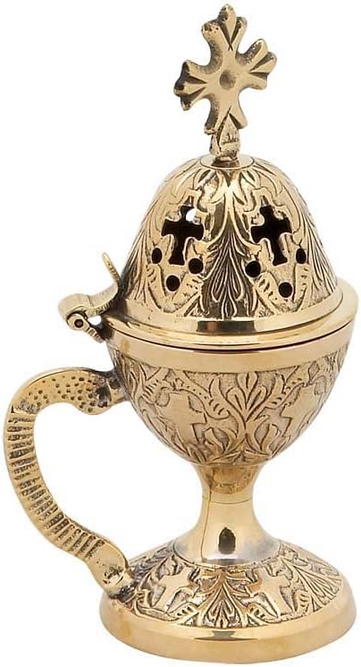 Christian Byzantine Orthodox Greek Censer Incense Burner Liturgy (78b) - skull incense burner