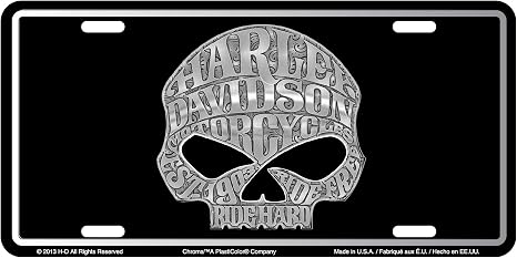 Chroma 55001 Harley-Davidson Skull Stamped License Plate, 1 Pack - skull plate