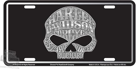 Harley-Davidson Willie G Skull Stamped Metal Tag Front Plate - skull plate