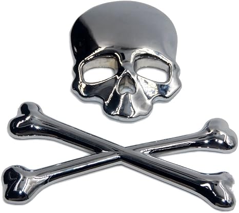 Metal 3D Skull Crossbones Emblem Decal Sticker