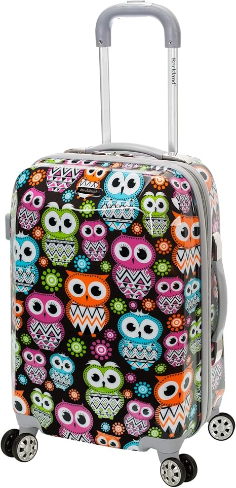 Rockland Vision Hardside Spinner Wheel Luggage, Carry-On 20", Owl - skull suitcase