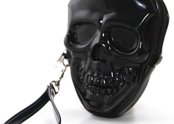Unique Smiling Skull Head Bone Zippered Wristlet