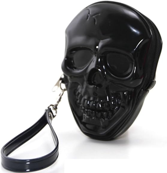 Unique Smiling Skull Head Bone Zippered Wristlet
