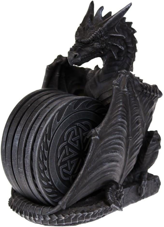 Dark Dragon Table Coasters Set Sculpture Cool Finish - skull coaster