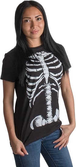 Women's Holiday Costume Tee Shirt Tops, Halloween Christmas Pirate Ladies T-Shirt - skeleton