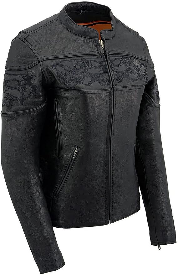 Milwaukee Women's Crossover Scooter Jacket with Reflective Skulls - skull jacket