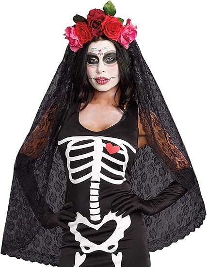 Dreamgirl Women's Dia de los Muertos Sugar Skull Costume Headpiece - sugar skull makeup