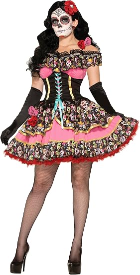 Rubies Women's Day of Dead Senorita Costume - sugar skull costume