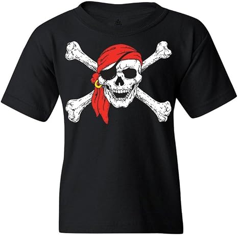 shop4ever Pirate Skull & Crossbones Boys Girls Kids Costume T-Shirt - skull tshirt