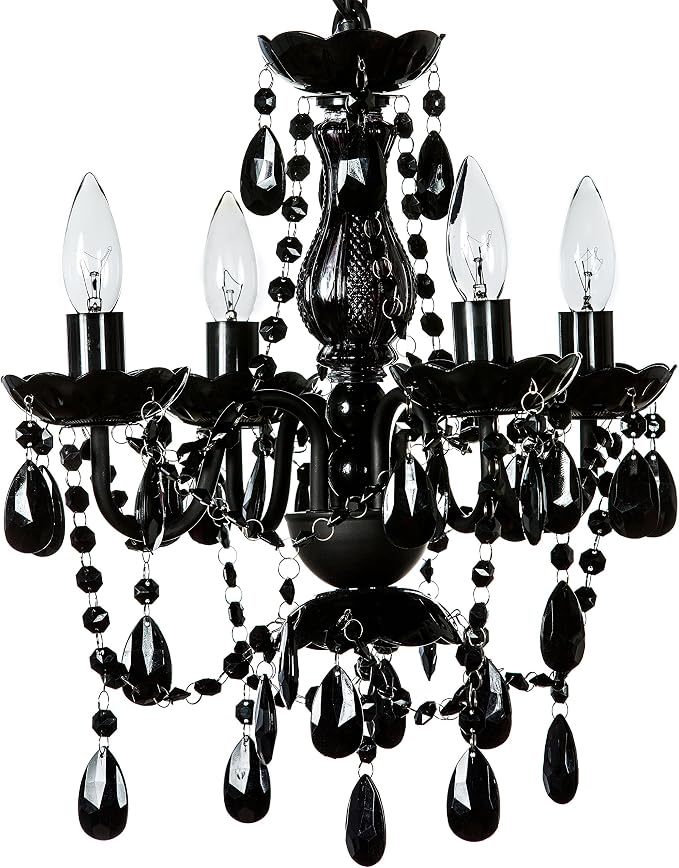 The Original Gypsy 4-Light Flush Mount Crystal Chandelier, Black