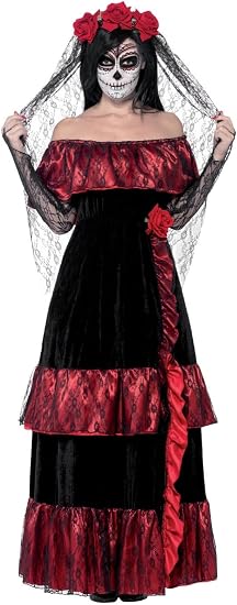 Smiffys Women's Day of The Dead Bride Costume - sugar skull dress