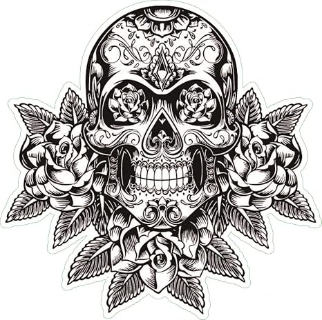 Sugar Skull Sticker Version 12 - Day of the Dead Vinyl Wall Home Decor Car Window Bumper Decal Sticker - skull sticker