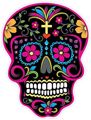 Sugar Skull Sticker Version 27 - Day of the Dead Vinyl Wall Home Decor Car Window Bumper Decal Sticker - skull sticker