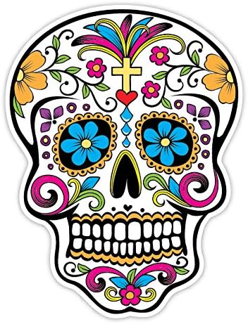 Sugar Skull Sticker Version 32 - Day of the Dead Vinyl Wall Home Decor Car Window Bumper Decal Sticker - skull sticker