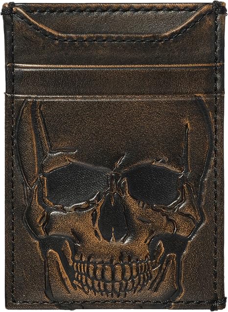 House of Jack Co. Skull Men's Wallet with Money Clip, Strong Magnetic Clip - skull wallet